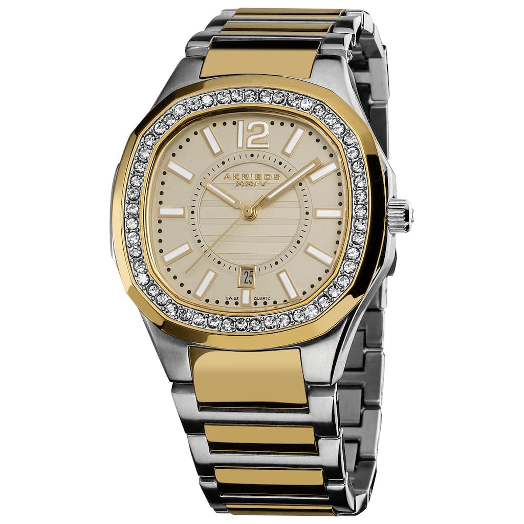 Akribos XXIV Women's SilverTone Quartz Stainless Steel Crystal Bracelet Watch