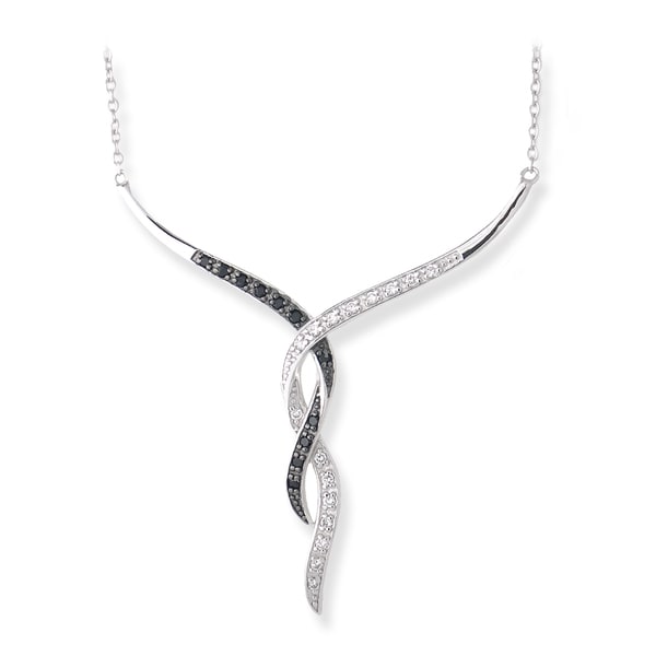 Icz Stonez Sterling Silver 3/8ct TGW Black and Cubic Zirconia Necklace ICZ Stonez Cubic Zirconia Necklaces