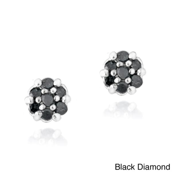 DB Designs Sterling Silver 1/6ct TDW Diamond Flower Stud Earrings DB Designs Diamond Earrings