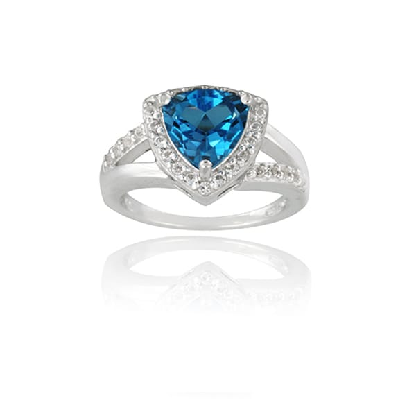 Glitzy Rocks Sterling Silver 2 3/4ct TGW London Blue and White Topaz Ring Glitzy Rocks Gemstone Rings