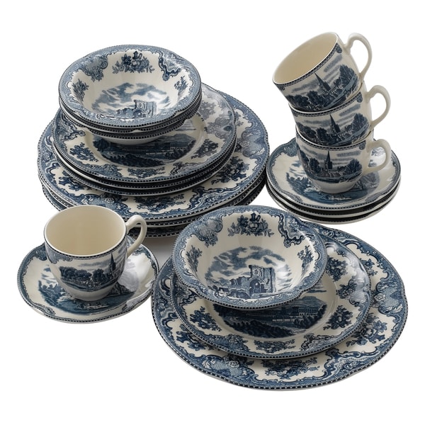 Old Britian Castles Blue 20 Piece Dinnerware Set Casual Dinnerware