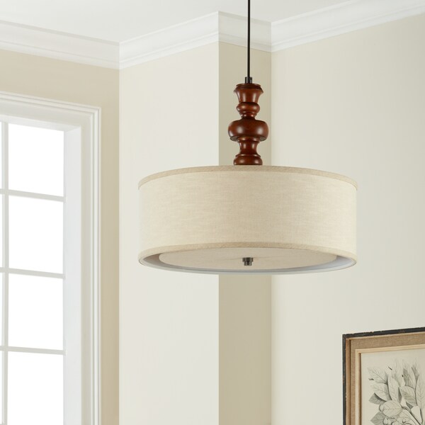 Copper Grove Schoolhouse Turned Medium Walnut 4-light Pendant