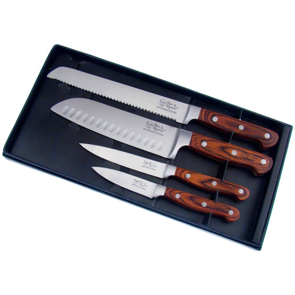 Hen & Rooster Pakka Wood Stainless Steel Knife Set (Set of 4)