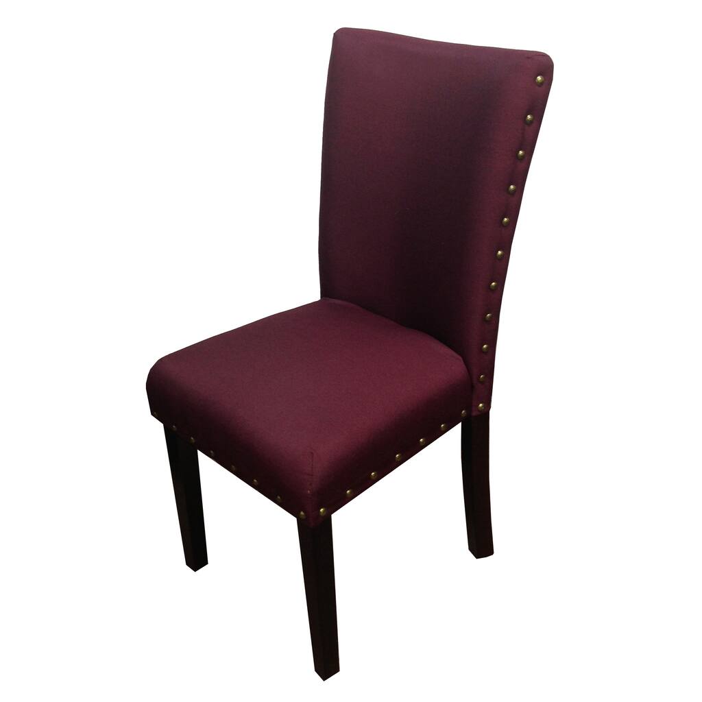 Purple Red Nail Head Design Parson Dining Chairs (Set of 2)