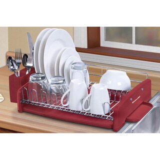 red dish drainer set