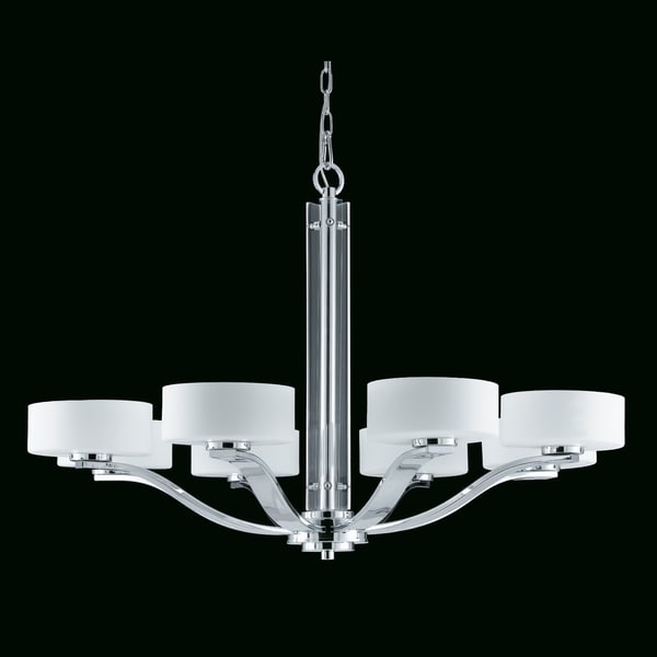 Solstice 8-light Chrome and White Opal Glass Chandelier
