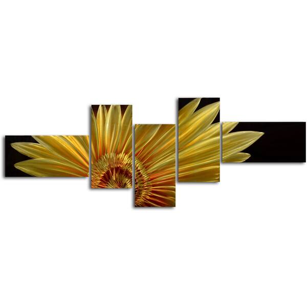 'Mostly a golden sunflower' 5-piece Handmade Metal Wall Art Set - - 7732851