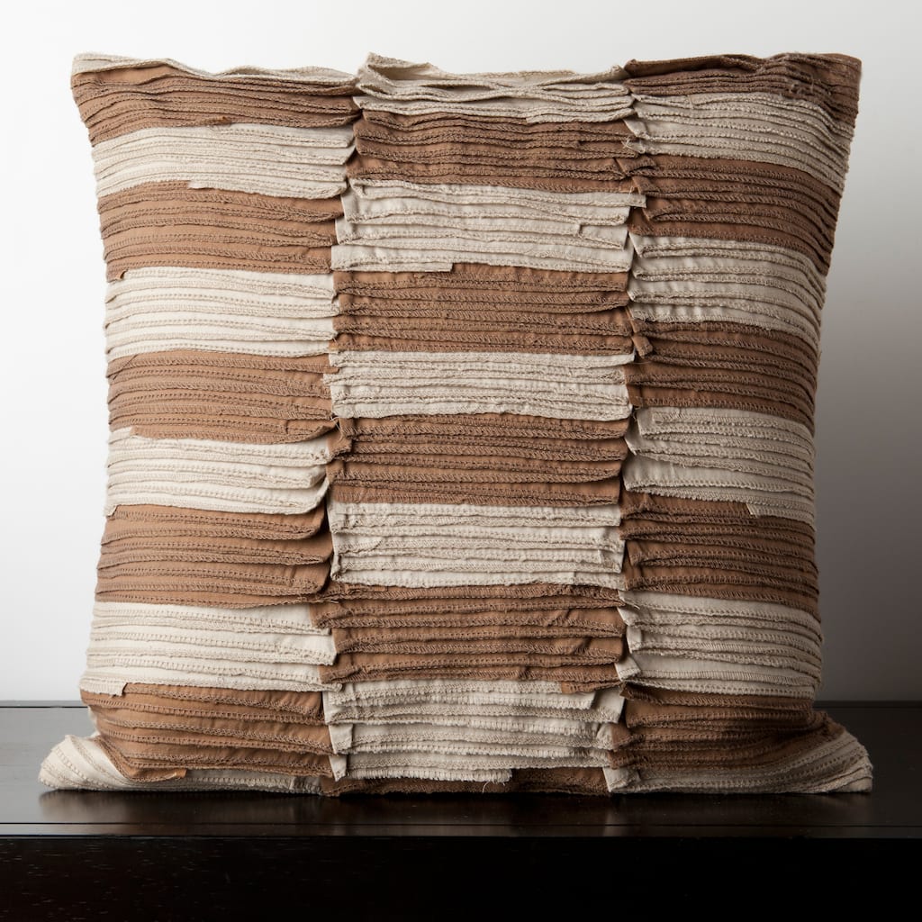 Cait Brown/Beige Pleated 18-inch Decorative Pillow