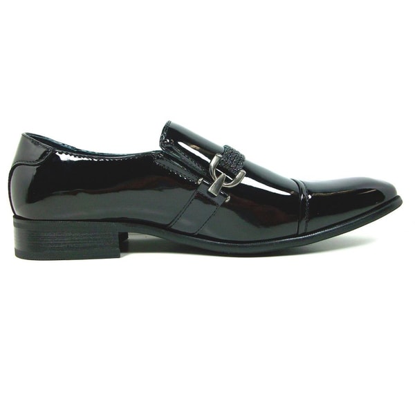 black leatherette slip on loafers