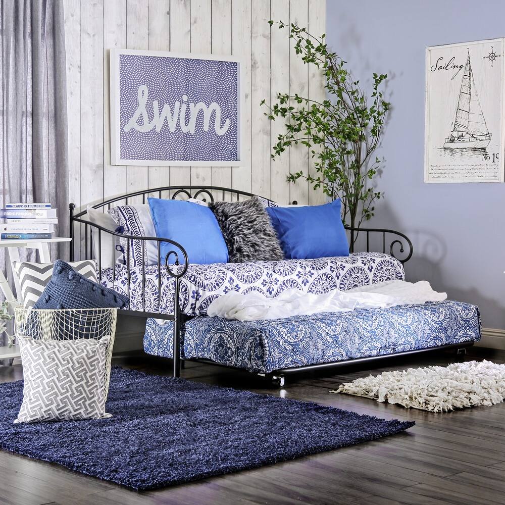 Furniture of America Iray Black Twin 2-piece Daybed with Trundle Set