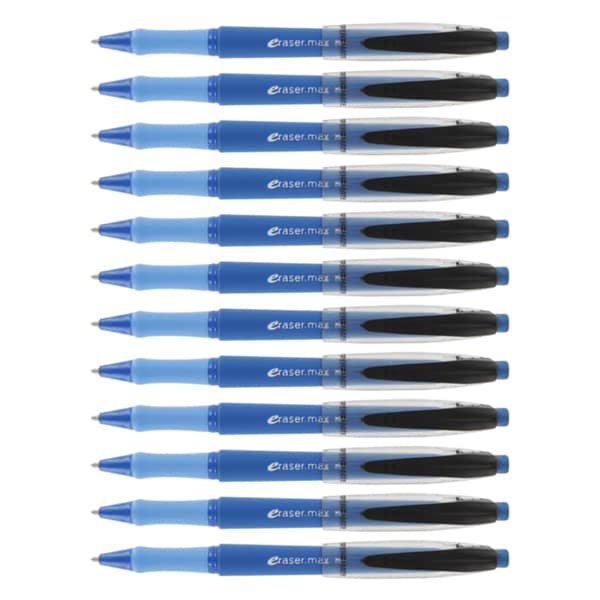 PaperMate Eraser Max Erasable Blue Ink Ballpoint Pens (Pack of 12