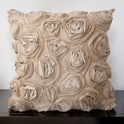 Caimile Beige Rosette 22-inch Decorative Pillow