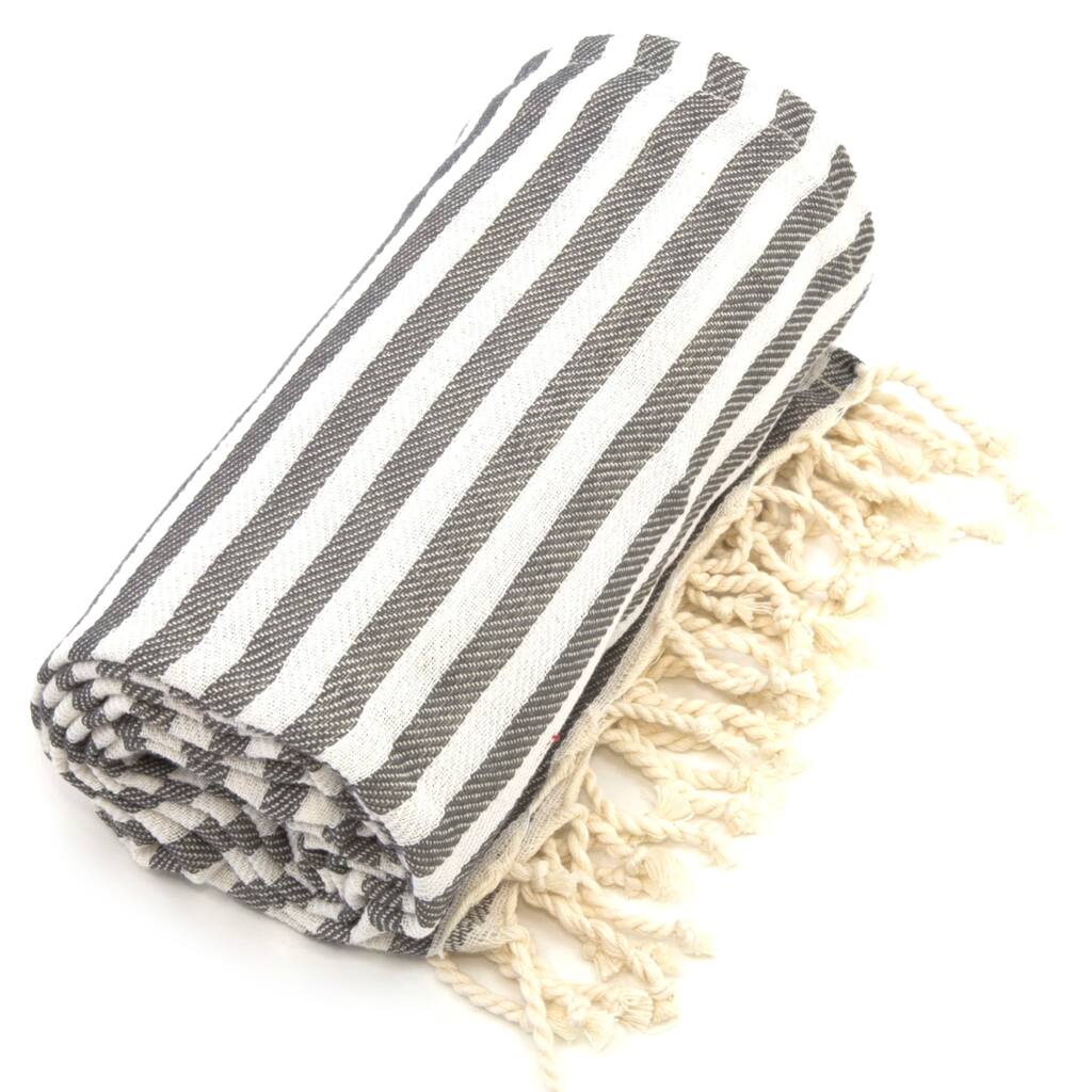 Authentic Pestemal Fouta Graphite Grey Turkish Cotton Bath/ Beach Towel