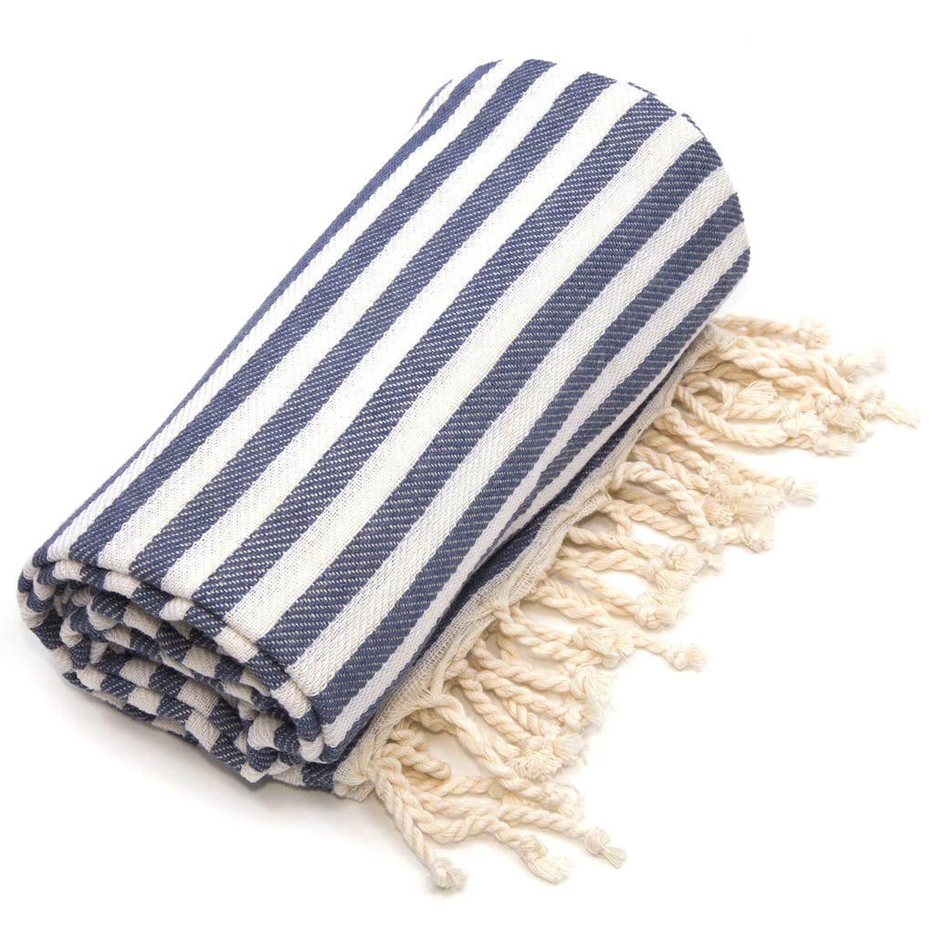 Authentic Pestemal Fouta Midnight Blue Turkish Cotton Bath and Beach Towel