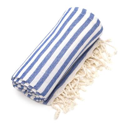 Authentic Pestemal Fouta True Blue Turkish Cotton Bath/ Beach Towel