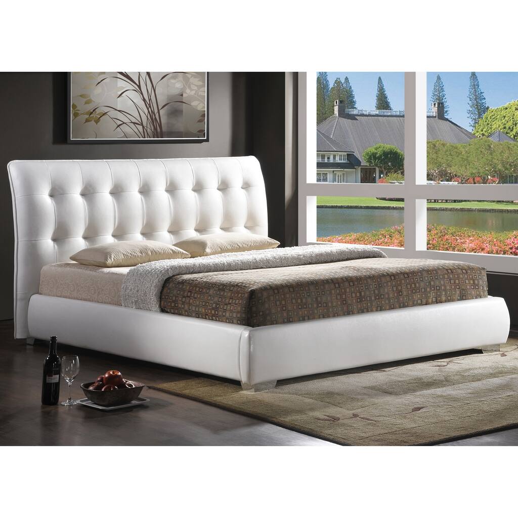 Baxton Studio Jeslyn White Tufted Headboard Modern Bed