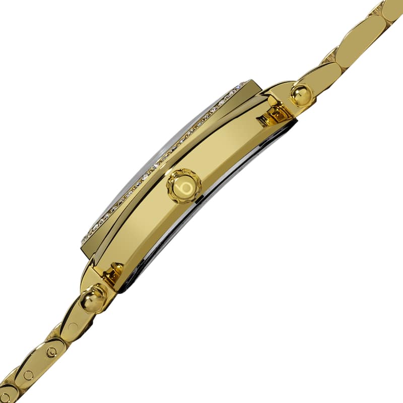 Burgi Women's Gold-Tone Stainless Steel Pave Pattern Diamond Bracelet Watch