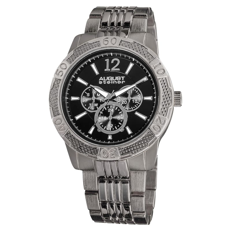 August Steiner Men's Quartz Sport Multifunction Water-resistant Black Bracelet Watch