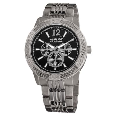 August Steiner Men's Quartz Sport Multifunction Water-resistant Black Bracelet Watch