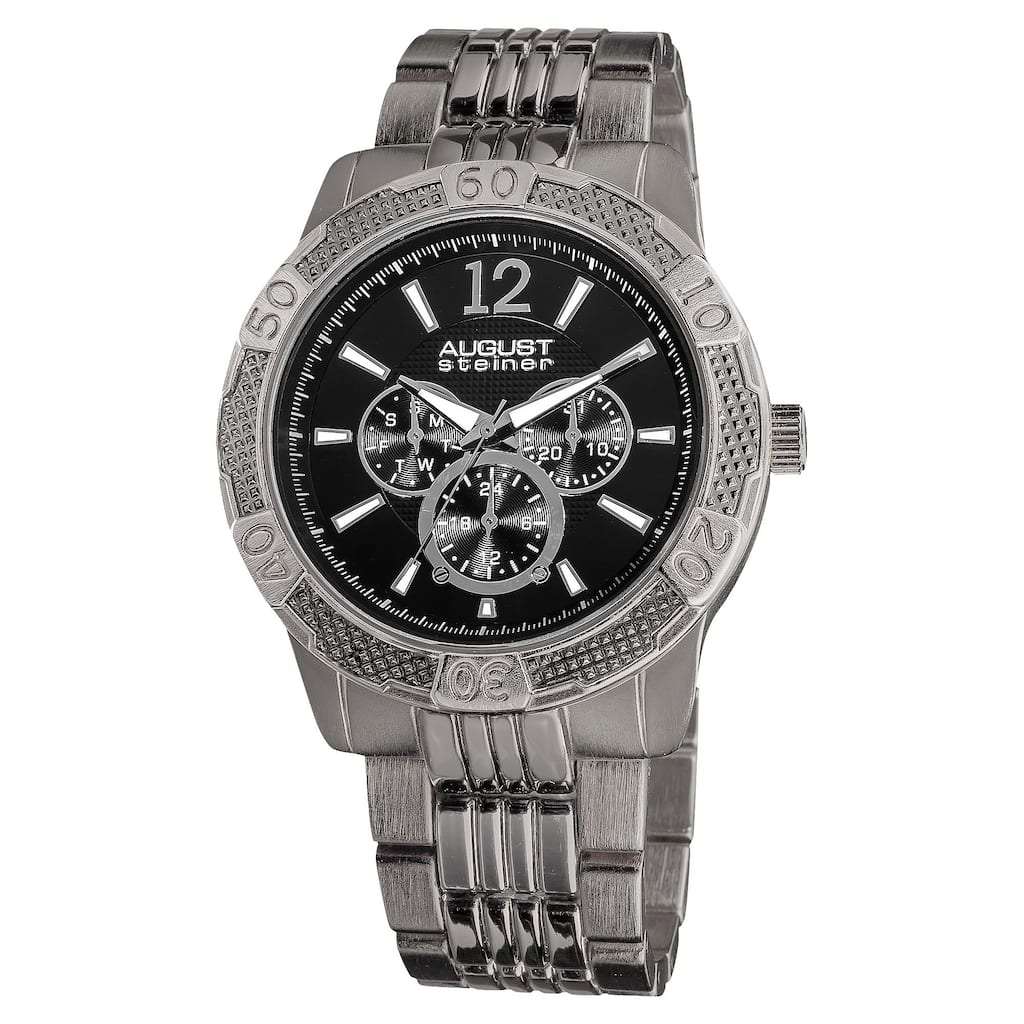 August Steiner Men's Quartz Sport Multifunction Water-resistant Black Bracelet Watch