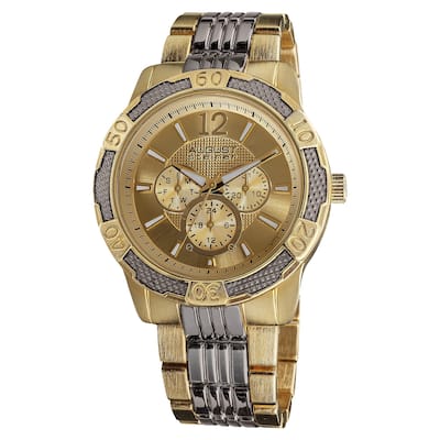 August Steiner Men's Quartz Sport Multifunction Goldtone-Dial Bracelet Watch