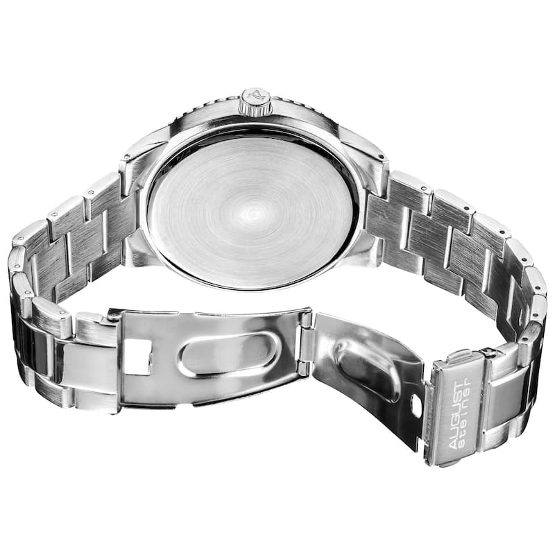 August Steiner Men's Quartz Silvertone Multifunction Divers Bracelet Watch