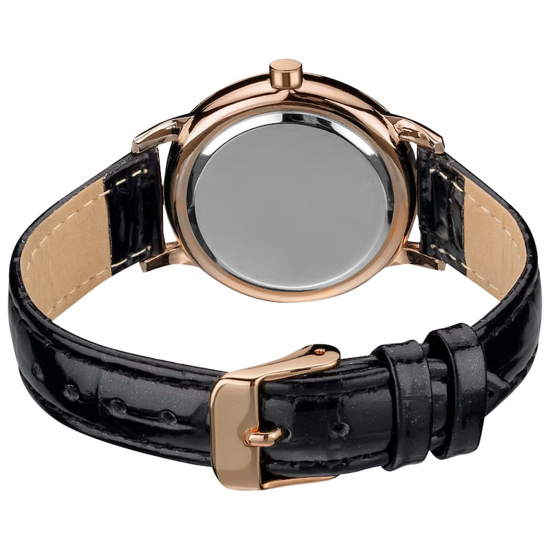 August Steiner Women's Swiss Quartz Mother of Pearl Crystal Strap Watch with Rose-Tone Hands - Gold
