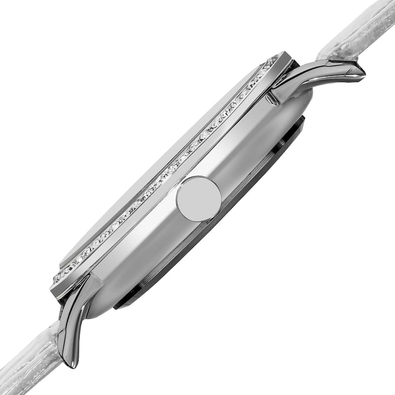 White August Steiner Women's Swiss Quartz Mother of Pearl Crystal Strap Watch
