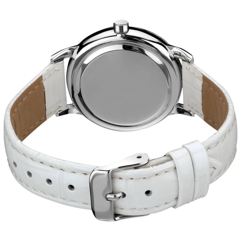 White August Steiner Women's Swiss Quartz Mother of Pearl Crystal Strap Watch