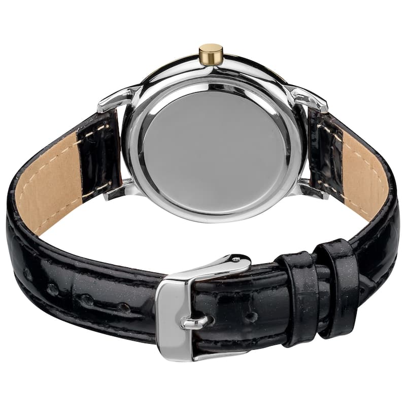 August Steiner Women's Swiss Quartz Mother of Pearl Crystal Strap Watch with Gold-Tone Hands - black