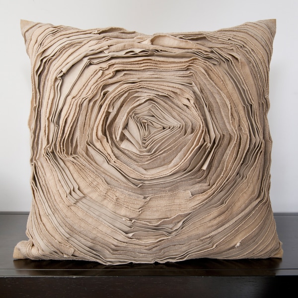 Cailin Tan Rose Ruffle 18-inch Decorative Pillow