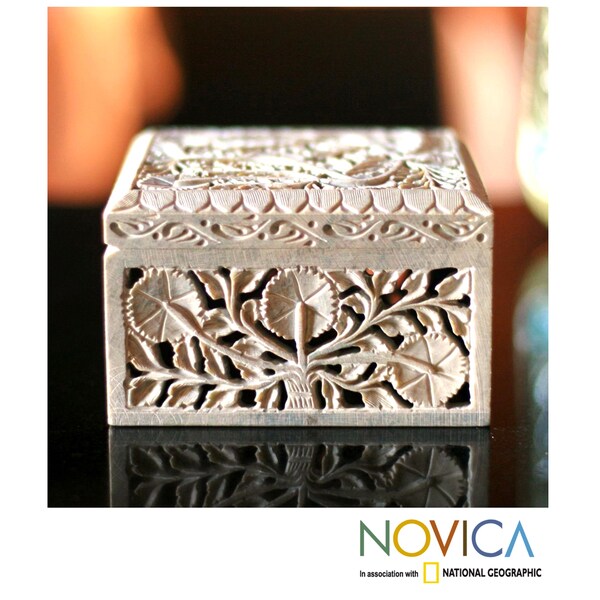 Shop Handmade Soapstone 'Poppies' Jewelry Box (India) On Sale Free