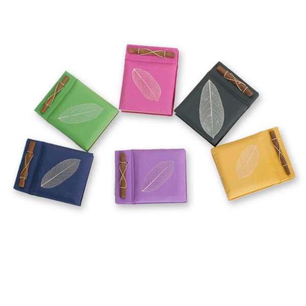 Set of 6 Handmade Natural Fiber 'Happy Leaf' Notebooks (Indonesia)
