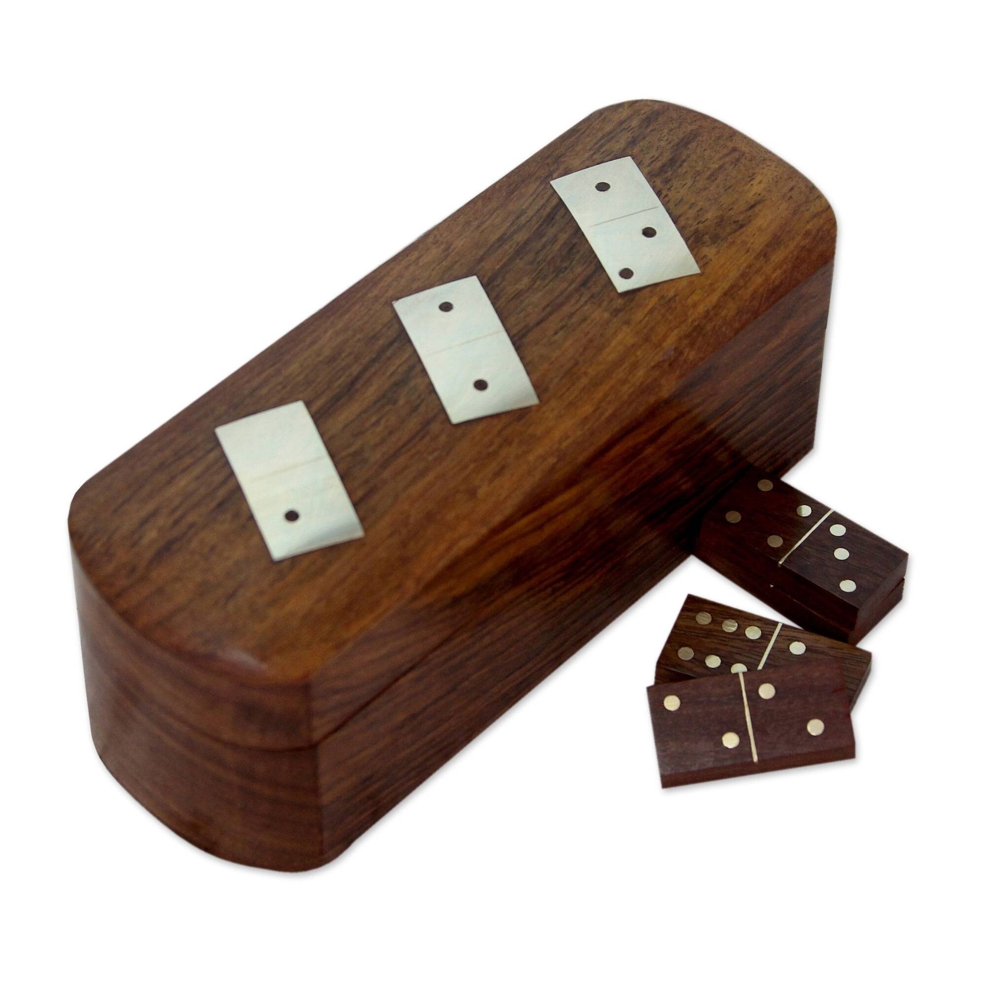 Indian Handmade Dominoes Set /& Storage Box Brass Inlay