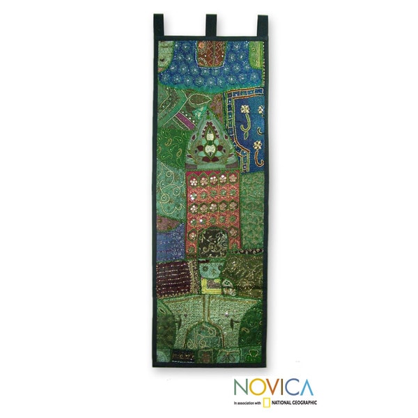 Cotton 'Verdant Land' Wall Hanging (India) Novica Wall Hangings