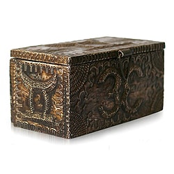 Wood and Leather 'African Shield' Jewelry Box (Ghana) - 13459827 ...