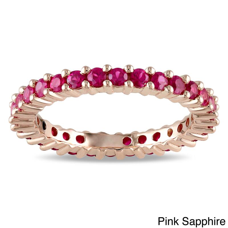 Miadora 14k Gold Gemstone Stackable Eternity Ring
