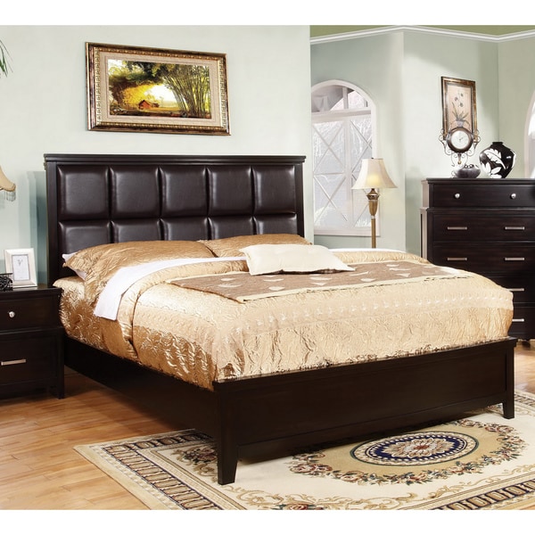 Furniture of America Aiza Modern Dark Espresso Leatherette Platform Queen Bed Furniture of America Beds