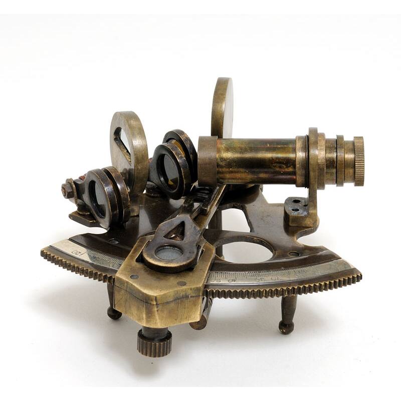 Old Modern Handicrafts Small Nautical Sextant with Leather Case