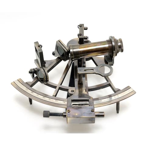 Old Modern Handicrafts Large Nautical Sextant with Wooden Case