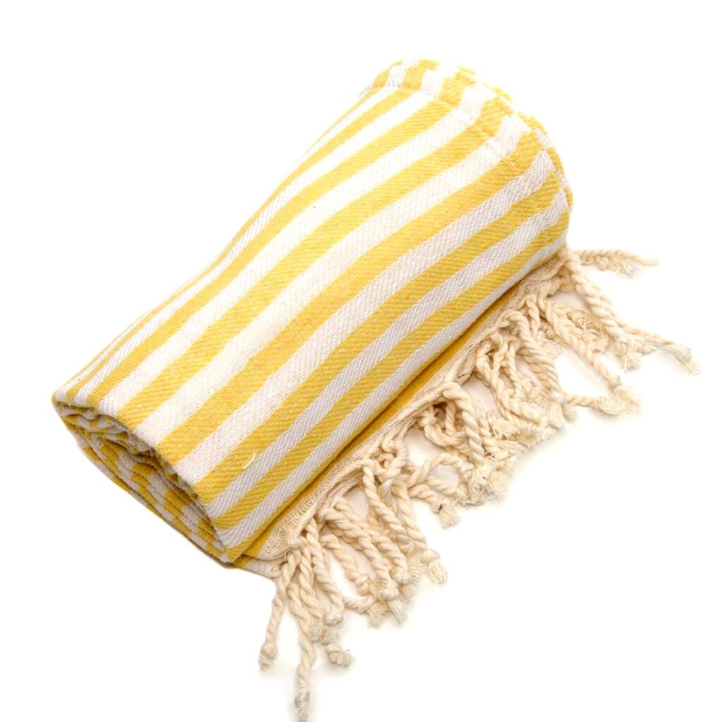Authentic Pestemal Fouta Sunshine Yellow Turkish Cotton Bath/ Beach Towel