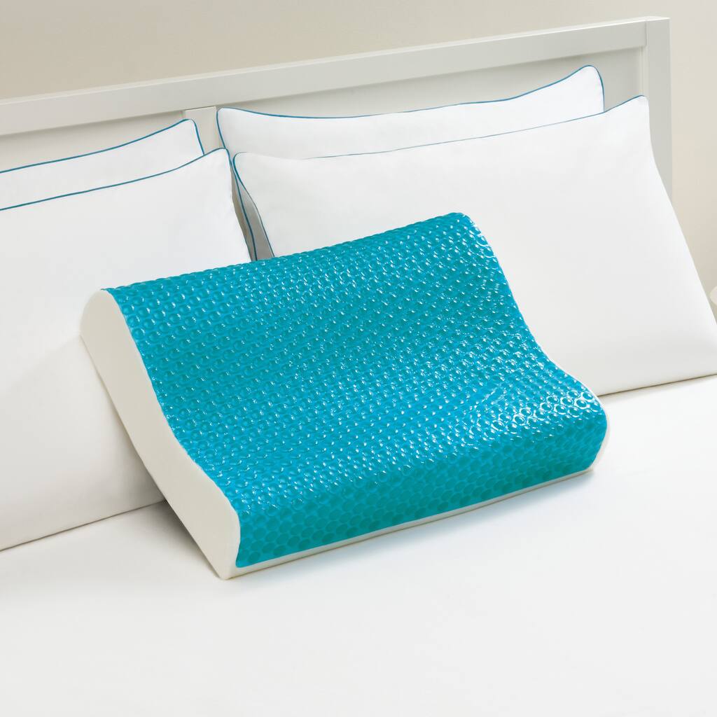 Comfort Memories Blue Bubble Memory Foam and Gel Contour Pillow