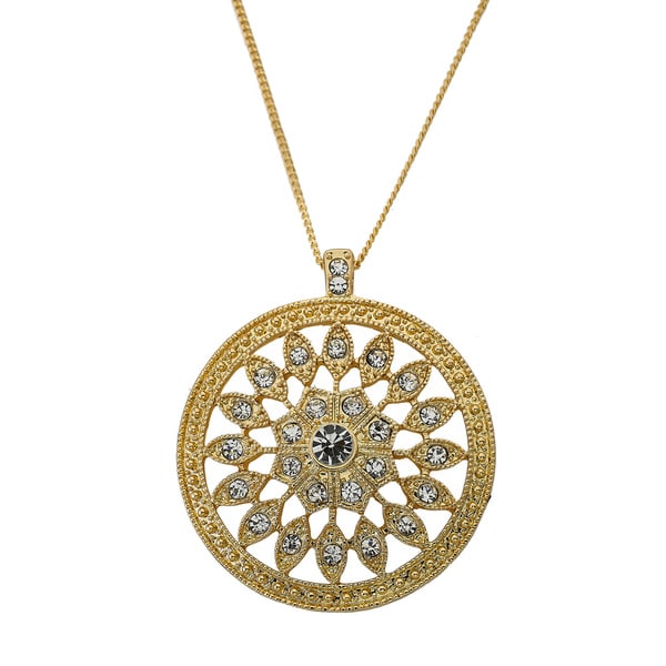 Shop Riccova Color-plated White Crystal Starburst Medallion Necklace ...