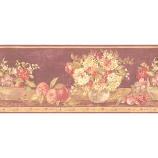 Brewster Violet Wild Rose Bird Border Wallpaper - 15316651 - Overstock ...