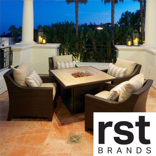 RST Slate 5 Piece Fire Table Seating Set Patio Furniture RST Brands Sofas, Chairs & Sectionals