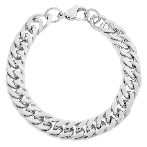 Shop Stainless Steel Men's 10-mm Curb Link Bracelet - Free Shipping On ...