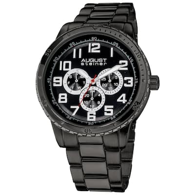 August Steiner Men's Quartz Multifunction Black Bracelet Watch - silver