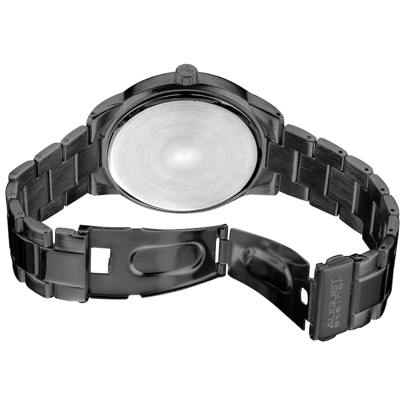 August Steiner Men's Quartz Multifunction Black Bracelet Watch - silver