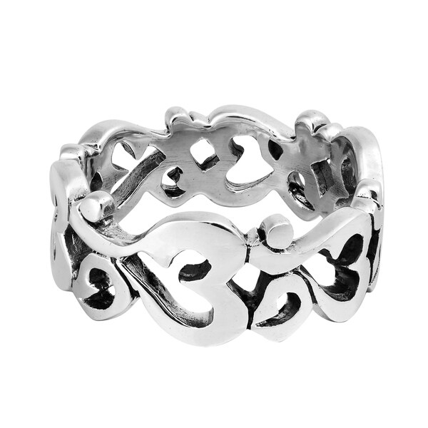 Beautiful WIDE Filigree Band Ring Sterling Silver.925 Avail in Sizes 7 8 9