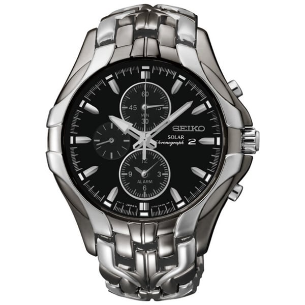 SEIKO Mens Solar Chronograph Black Ion Two Tone Watch  